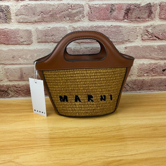 MARNI Tropicalia small Tote bag in brown Authentic - Picture 8 of 9